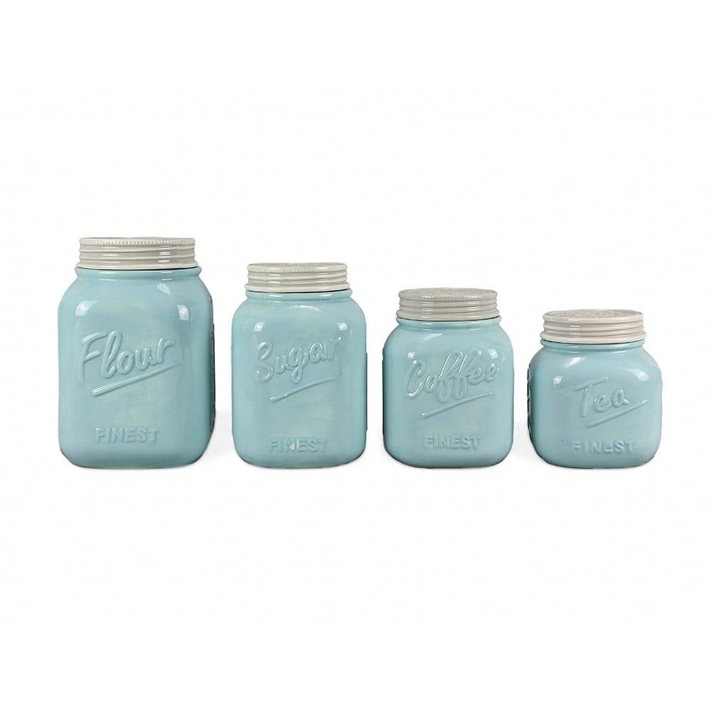 Blue 4-Piece Mason Jar Canister Set  D&D home design, design, photos, decoration, pictures, and interior design ideas Mason Jar Canister Set 1000 x 1000