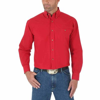 Wrangler Men's Solid Red George Strait Shirt