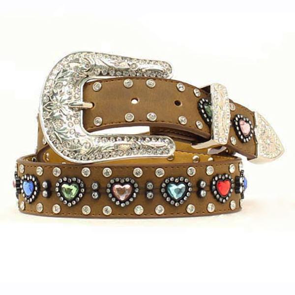 Nocona Girl's M&F Western Heart Rhinestone Belt