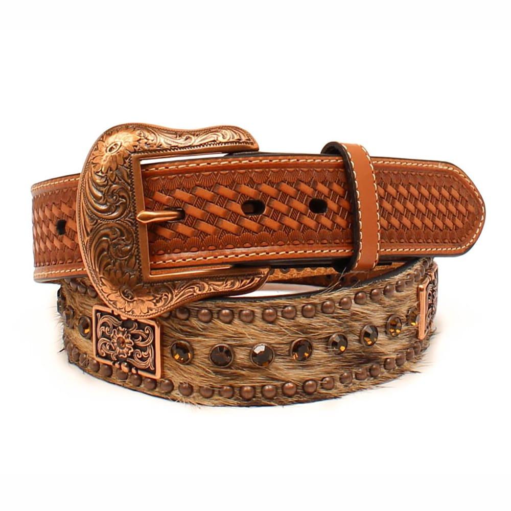 Nocona Men's M&F Western Tan and Copper Hair-On Belt