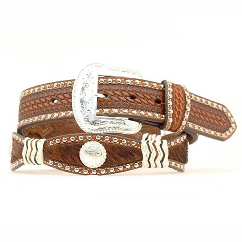 Nocona Men's M&F Western Basketweave Hair-On Belt