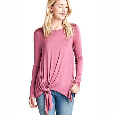 Active Basic Women's Long Sleeve Side Knot Top