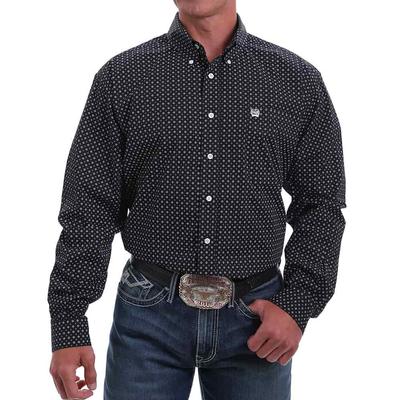 Cinch Men's Black Dot Long Sleeve Button Down Shirt