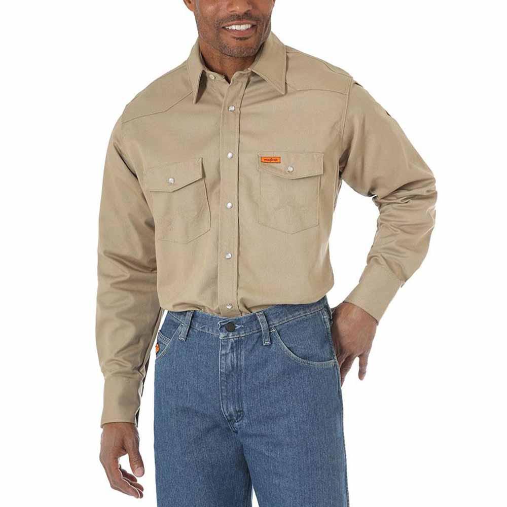 rust Alfabetische volgorde Nauwkeurig Wrangler Men's FR Long Sleeve Twill Snap Work Shirt