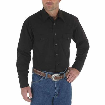 Wrangler Western Long Sleeve Black Snap Shirt