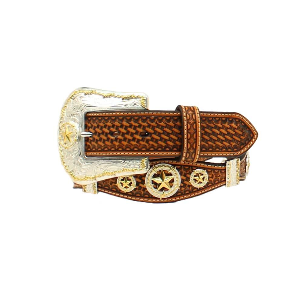 Nocona Men's Basket Weave & Star Concho Belt