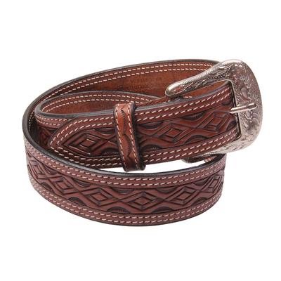 Hand Tooled 3D Diamond Belt