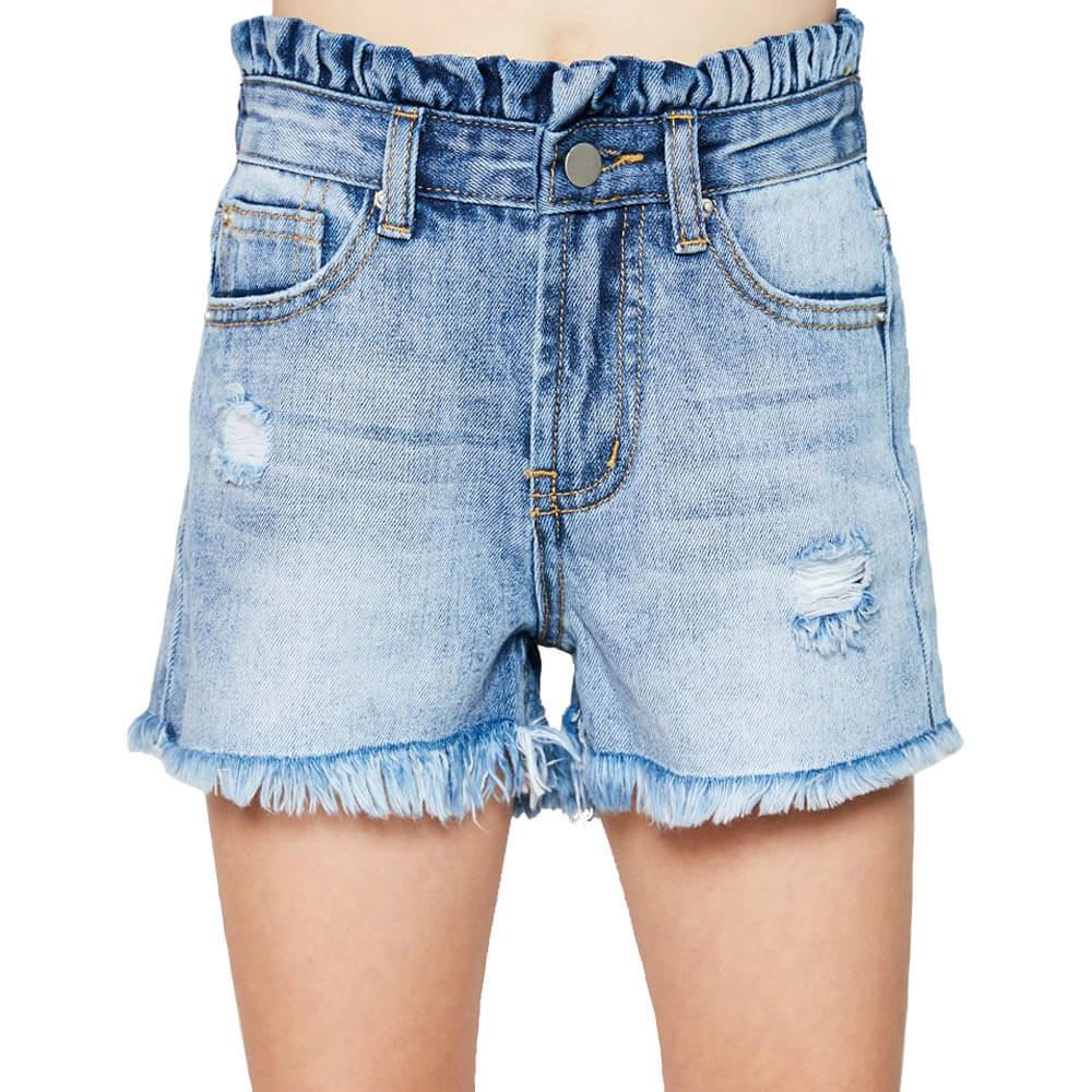distressed high rise shorts