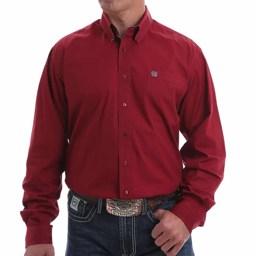 mens red button shirt