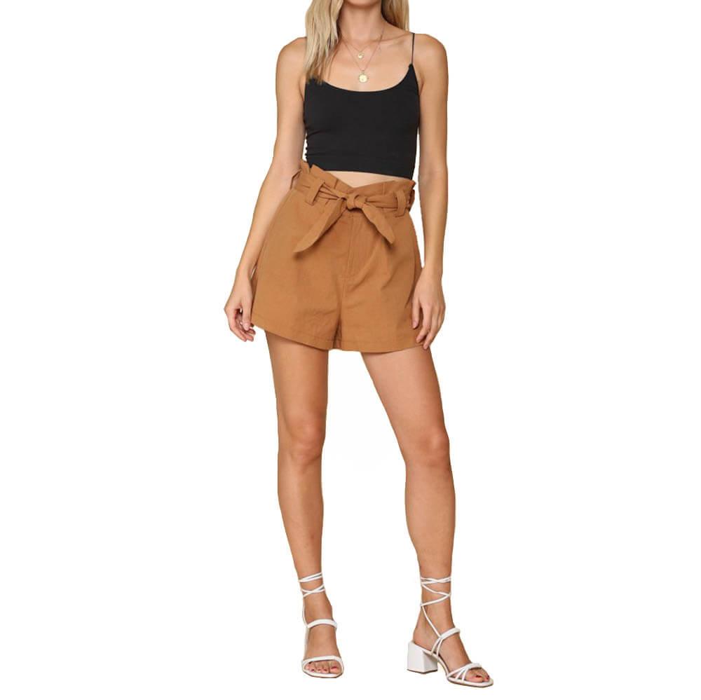 Women's High Waisted Front Tie Shorts