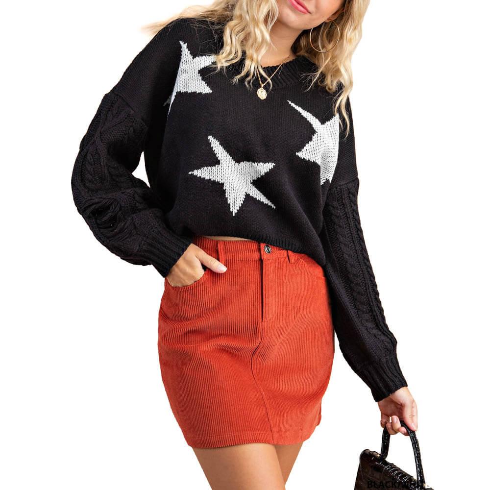 Kori Women's Star Knit Graphic Sweater