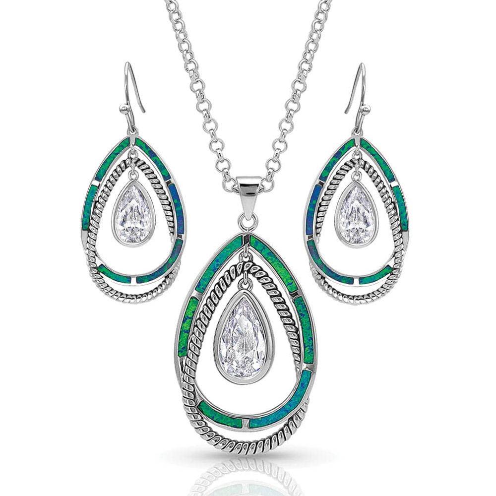 Montana Silversmiths Opal Ribbons Teardrop Jewelry Set