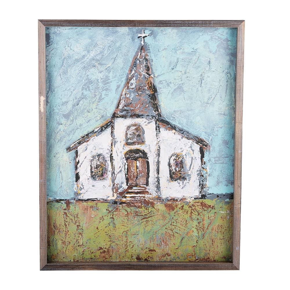 Grey Church Framed Canvas