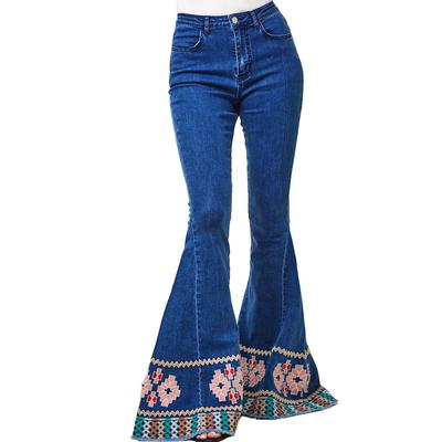 Women's Embroidered Denim Bellbottom Flare Jeans