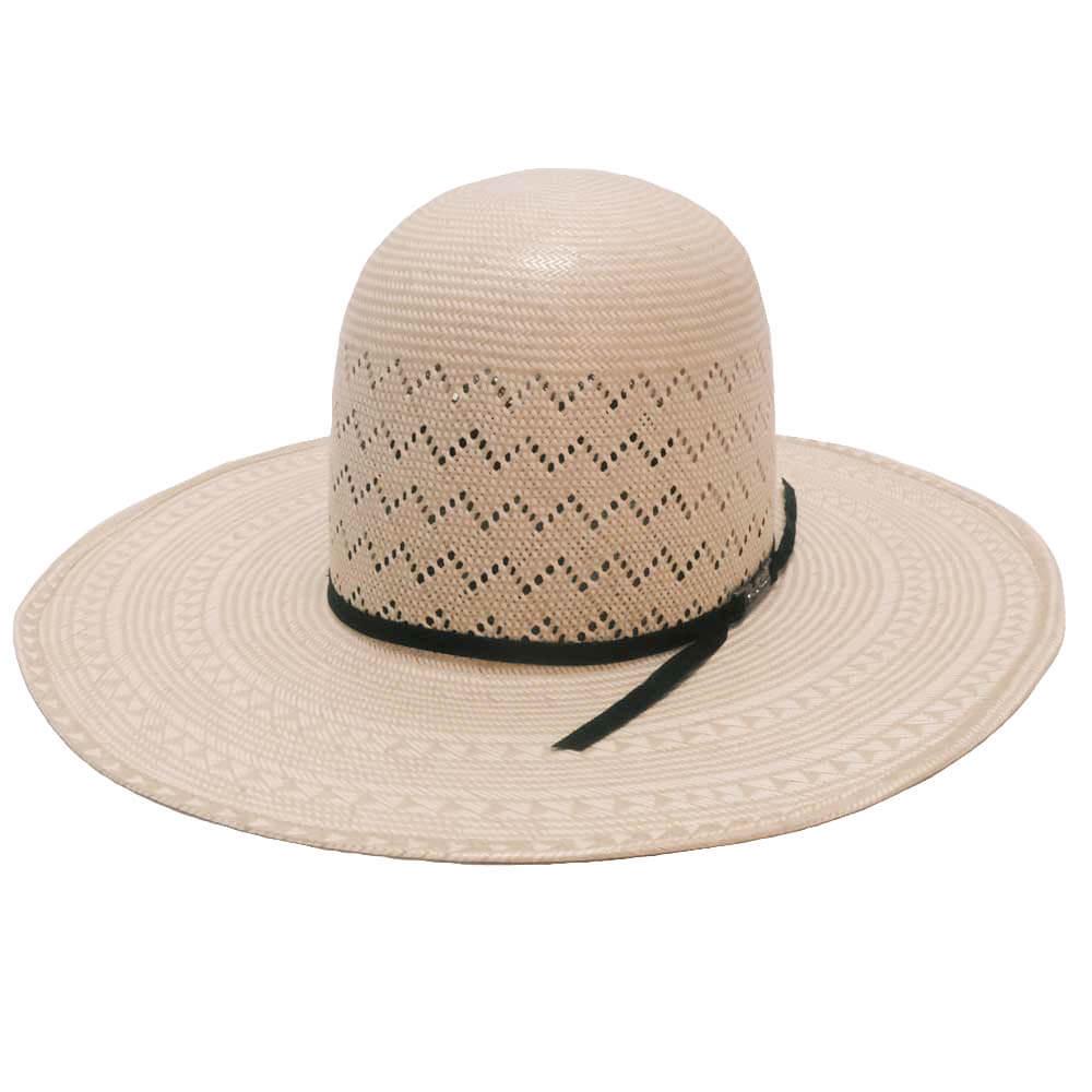 American Hats 5050 Sand Patchwork 4 1/4in Brim Open Crown Straw Cowboy Hat Natural, 67/8 - 5050S2CCHOC42