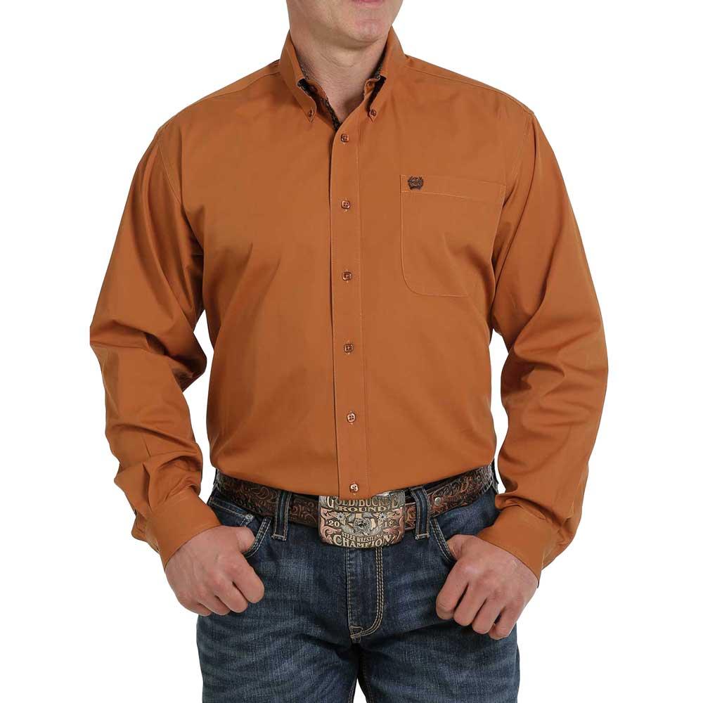 Cinch Men's Burnt Orange Plain Weave Button Down