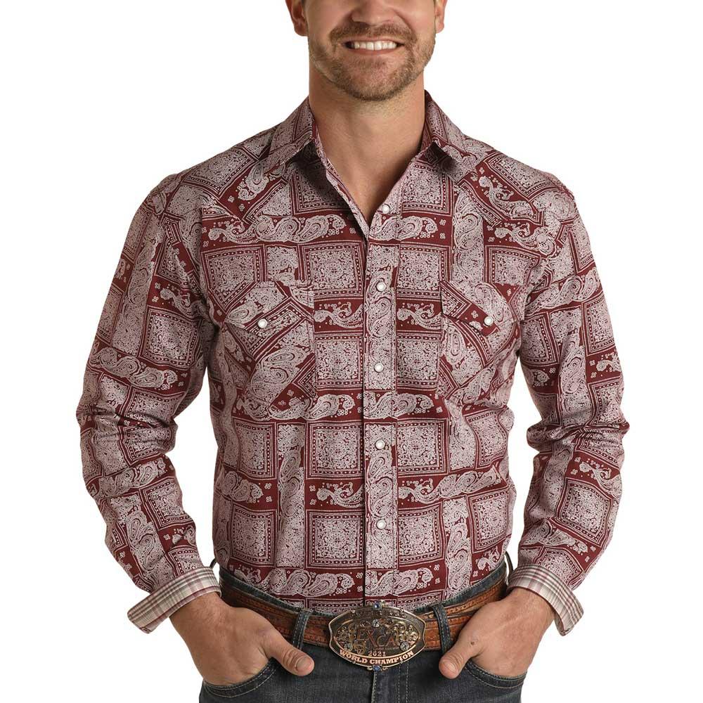 Mens Long Sleeve Bandana Shirt