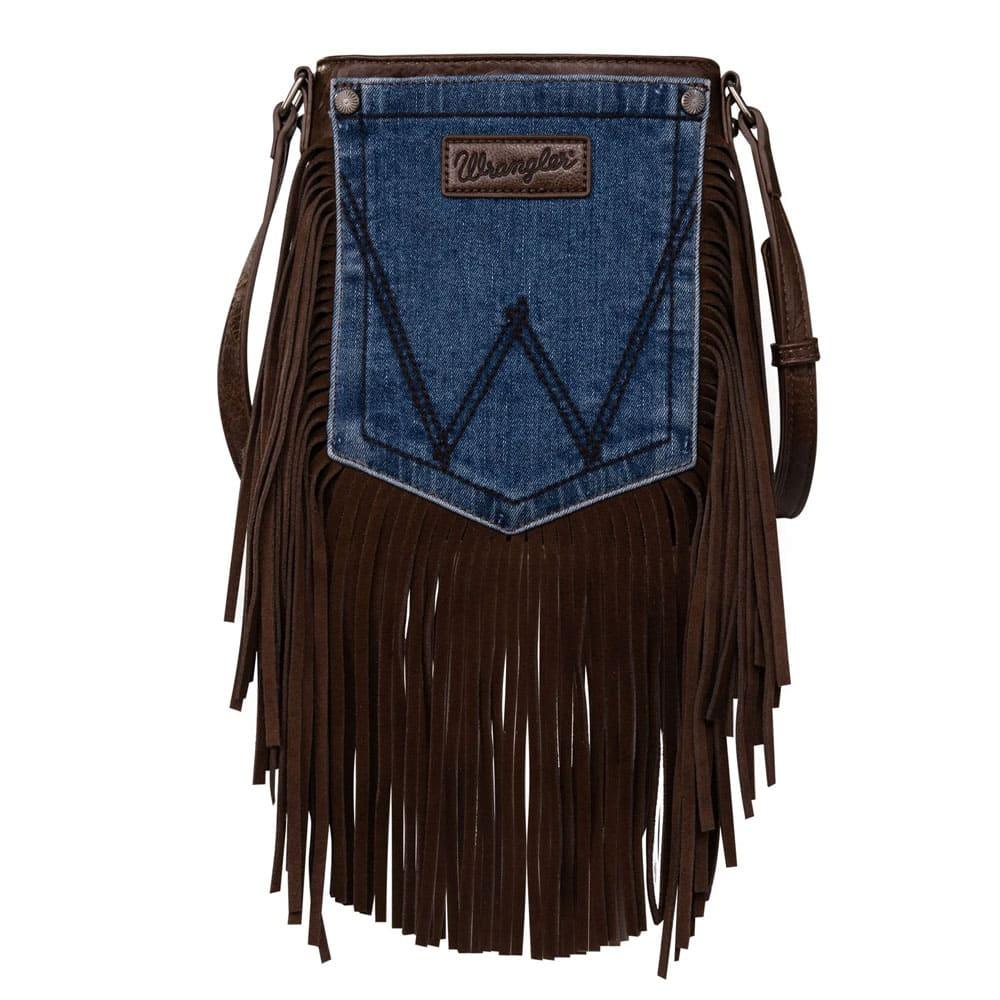 Montana West Wrangler Red Fringe and Cowhide Crossbody Purse