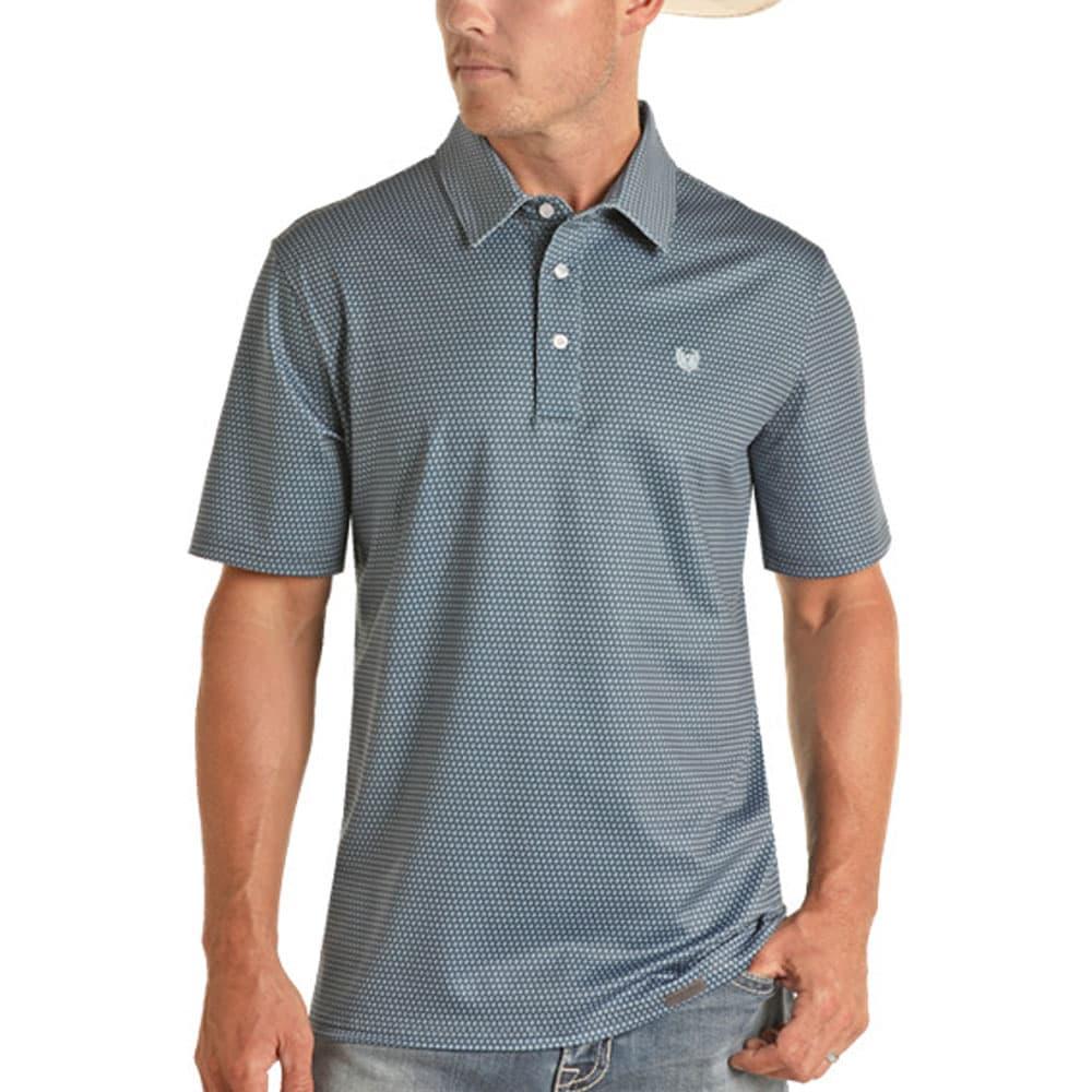 Panhandle Slim® Men's Blue Geo Print Short Sleeve Polo Shirt