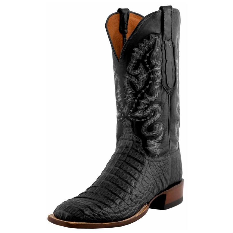 Lucchese Mens Black Hornback Caiman Cowboy Boots | D&D Texas Outfitters